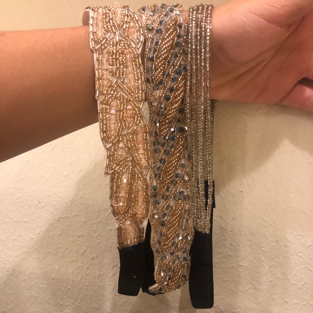 Set of 3 Neutral Beaded Headbands
